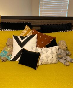 Woven Nook - Modern & Luxurious 18" x 18" Decorative Boho Throw Pillow Covers - Durable Quality & Machine Washable - Indy Design - Orange, Yellow, Black, and White - 4 Pack 40 71LwBcATVBL