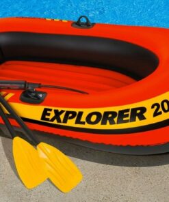 INTEX Explorer Inflatable Boat Series: Dual Air Chambers – Welded Oar Locks – Grab Handles – Bow Rope – Sporty Design Explorer 200 Set 33 71Lx1iD6dgL