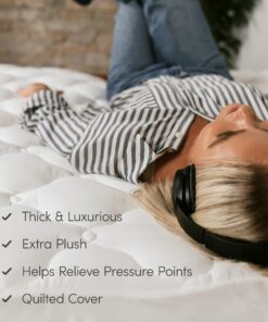 Alternative view of ExceptionalSheets Pillow Top Mattress Pad - Found in Marriott Hotels with Fitted Skirt and 18" Deep Pockets - Supportive Pillowtop Mattress Pad Cover with Cluster Fiber - Queen Size