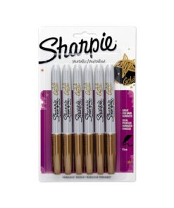 Sharpie 1823889 Metallic Fine Point Permanent Marker, Metallic Gold, 6-Pack