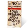 dingleiever-Vintage Metal Gun Sign No Trespassing Firearms Sign-I Own Firearms and A Backhoe 23 71LyHGBTnRL