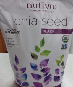 Nutiva USDA Organic Premium Nutrient-Dense Raw Black Chia Seeds with 3g Protein & 5g Fiber for Salads, Yogurt & Smoothies, Non-GMO, Vegan, Gluten-Free, Keto & Paleo, 32 Ounce (Pack of 1) 32 Ounce (Pack of 1) 57 71M tWuAyL 1