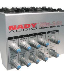 Nady MM-242 4 Stereo / 8 Mono Channel Mini Mixer with mono/stereo mode, ¼” Inputs and outputs – battery powered, or use optional AC adapter 12 71M1BkEdddL