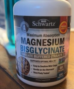 Magnesium Bisglycinate 100% Chelate No-Laxative Effect - Maximum Absorption & Bioavailability, Fully Reacted & Buffered - Healthy Energy Muscle Bone & Joint Support - Non-GMO Project Verified -180ct 30 71M398ItdyL 3