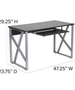 Flash Furniture Salvador Black Computer Desk with Pull-Out Keyboard Tray and Cross-Brace Frame 11 71M3pINLLDL