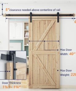 SMARTSTANDARD 6.6FT Barn Door Hardware kit, Barn Door Track, Sliding Door Hardware kit, Smoothly and Quietly -Heavy Duty Sturdy -Easy to Install, Fit 36"-40" Wide Panel (I Shape Hanger) 6.6 Feet 26 71M3x G7oSL