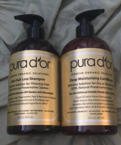 PURA D'OR Deep Moisturizing Biotin Conditioner (16oz) Thickens, Softens, & Moisturizes Dry, Frizzy, Damaged Hair w/Argan Oil, Pumpkin, Rosemary, Honeysuckle, Vitamin E, Men Women (Packaging may vary) 16 Fl Oz (Pack of 1) 39 71M4bOmYcrL