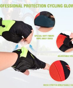 FIRELION Bike Gloves for Men/Women Cycling,Cycling Gloves for Outdoor MTB DH Road Racing,Full Finger Half Finger Padded Bicycle Protective Gloves,Non-Slip Shock-Absorbing Touchscreen Riding Gloves Large Green 14 71M56EG cgL 1