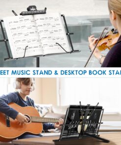 Alternative view of Music Stand, Kasonic 2 in 1 Dual-Use Folding Sheet Music Stand & Desktop Book Stand, Portable and Lightweight with Music Sheet Clip Holder & Carrying Bag Suitable for Instrumental Performance (Black) Black