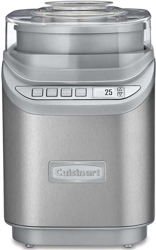 Cuisinart Ice Cream Maker Machine, 2 Quart, Cool Creations Frozen Yogurt, Gelato, Sorbet Maker, LCD Screen and Timer, Stainless Steel, ICE-70P1 Ice Cream Maker with Countdown Timer