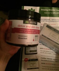 ASUTRA Dead Sea Bath Salts (Detox & Slim Down), 16 oz | Cleanse, Purify & Fight Cellulite | Soak in Rich & Vital Healing Minerals | All Natural & Organic Eucalyptus, Tea Tree & Lemon Essential Oils Detox & Slim Down 26 71M6TAclgmL 1