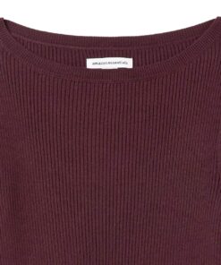 Amazon Essentials Women's Lightweight Ribbed Long-Sleeve Boat Neck Slim-Fit Sweater Large Burgundy 12 71M6ZgURMRL