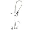Aquaterior Upgraded Pre-Rinse Commercial Kitchen Faucet with Sprayer 44" Height Wall Mount Double Handle with Add-On 12" Rotatable Spout Pull Down for 2/3 Compartment Sink CUPC NSF CEC 44" with Short Spout