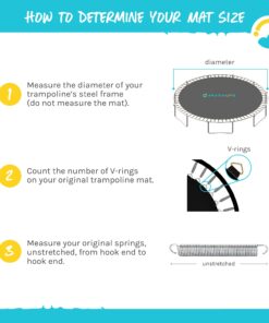 SkyBound Replacement Trampoline Mat, Fits 15ft Frames w/Spring Tool and Durable V-Rings, Bounce Safely with Extra Rows of Stitching - Jumping Mat for 15ft Round Trampoline - Fit 96 Springs & 6.5-7" 159" Wide | 96 Rings | Fits 7" Springs 25 71M7mPUQjeL 1
