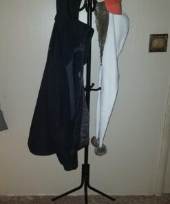 Free-Standing Coat Rack Metal Stand - Hall Tree Entry-Way Furniture Best for Hanging Up Jacket, Purse, Hand-Bag, Cloth, Hat, Winter Scarf Holder - Home or Office Floor Hanger 12-Hooks Organizer, Black 33 71M7pyDlBKL