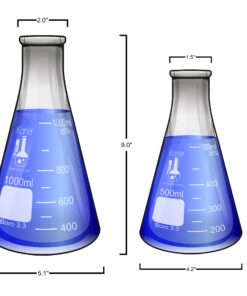 Karter Scientific Glass Flask 5 Piece Set, Narrow Mouth Erlenmeyer, Borosilicate 3.3 Glass - 50ml, 150ml, 250ml, 500ml, 1L, 213B2 50/150/250/500/1000ml 17 71M7u2ajxL