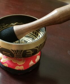 Tibetan Singing Bowl Set ~ Easy to Play with Dual-End Striker & Cushion ~ Beautiful Sound for Holistic Healing, Stress Relief, Meditation & Relaxation ~ Gratitude Pattern ~ Antique Light Brown Bowl 35 71M89koDD9L