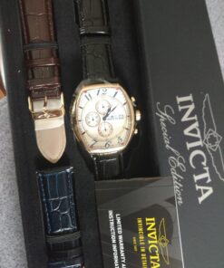 Invicta Men's 14330 Specialty Tonneau Watch with 3 Textured Leather Strap Set 43 71M8aWxdrML