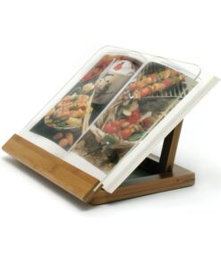 Lipper International 8815 Bamboo Wood and Acrylic Cookbook Holder, 12-1/2" x 9-1/4" x 6-3/4" Cookbook Holder (Wood with Splatter Guard) 17 71M9J7 2SpL