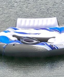 Intex Blue Tropic Inflatable 5 Person Raft or Swimming Pool Island Water Floating Lounger Raft with Backrests, Built in Cooler, and 4 Cupholders 31 71M9urobI3L