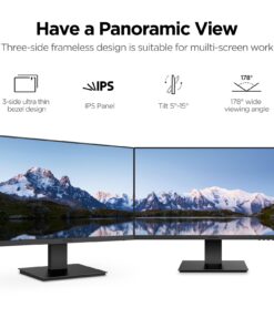 KOORUI 24 Inch Computer Monitor, FHD 1920 x 1080p Office PC Monitor IPS Display 75Hz, HDMI, VGA, 75 x 75 mm VESA Mountable, Frameless, Eye Protection and Ergonomic Tilt Adjustment 24" 75Hz IPS 11 71MAPqd8eJL