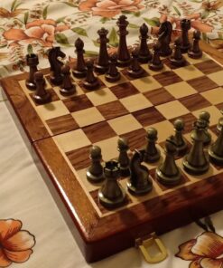 Agirlgle Retro Metal Chess Set with Folding Wooden Chess Board and Classic Handmade Standard Pieces Metal Chess Set for Kids Adult 52 71MCI0BxJZL