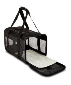 Amazon Basics Soft-Sided Mesh Pet Travel Carrier for Dog, Cat, Medium, 16.5"L x 9.4"W x 9.8"H, Black Without Wheels 31 71MCMhshKYS