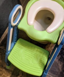 Potty Training Toilet Seat with Step Stool Ladder for Boys and Girls Baby Toddler Kid Children Toilet Training Seat Chair with Handles Padded Seat Non-Slip Wide Step (Blue Green) Blue+Green 49 71MCYe9so6L