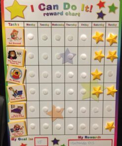 Fun Behavior Reward Chart for Kids – I Can Do It! Chore Chart for Kids with 3D Stars & Tiles – Good-Behavior Chart for Kids at Home or School for Focus, Responsibility, & More by Kenson Kids, 66 Pcs. 32 71MD7KZuxKL 2