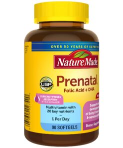 Nature Made Prenatal with Folic Acid + DHA, Prenatal Vitamin and Mineral Supplement for Daily Nutritional Support, 90 Softgels, 90 Day Supply 90 Count (Pack of 1) 30 71MDNy3trTL