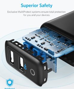 Anker Dual USB Wall Charger, PowerPort II 24W, Ultra-Compact Travel Charger with PowerIQ Technology and Foldable Plug, for iPhone XS/Max/XR/X/8/7/6/Plus, iPad Pro/Air 2/mini 4, Galaxy S9/S8/+ and More Black 29 71MDjI91IwL