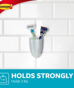 Command Bath Razor Holder, Clear Frosted, 1-Holder, 1- Water-Resistant Strip, Organize Damage-Free 31 71MEUxCaDuL