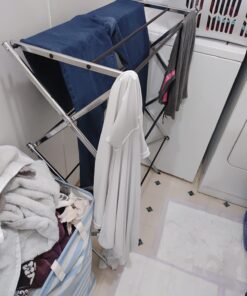 Amazon Basics Foldable Laundry Rack for Air Drying Clothing, 41.8" x 29.5" x 14.5" (L x W x H), Chrome Silver 34 71MEjsteZfL