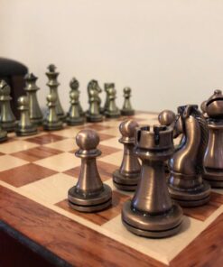 Agirlgle Retro Metal Chess Set with Folding Wooden Chess Board and Classic Handmade Standard Pieces Metal Chess Set for Kids Adult 45 71MElowOeLL