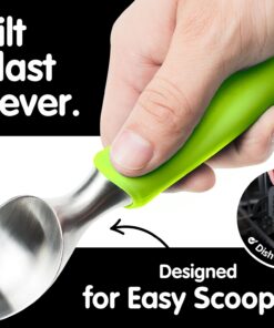 SUMO Ice Cream Scoop - Heavy Duty Stainless Steel Icecream Scooper, Comfortable Non-slip Grip Handle, Dishwasher Safe for Easy Cleaning, Green 1-Pack 16 71MExHkBRrL