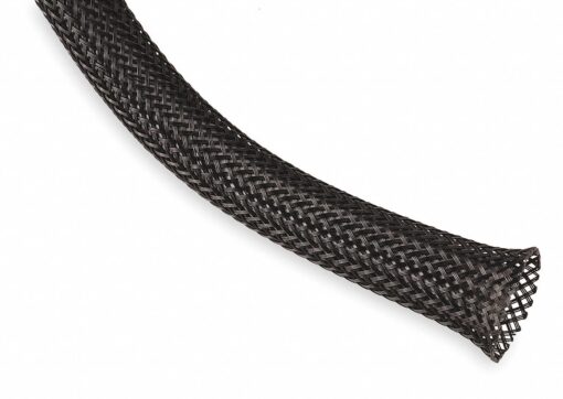 Braided Sleeving, 0.125 in, 10 Ft, Black