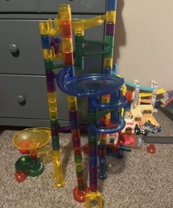 Marble Genius Marble Run (130 Complete Pieces) Maze Track or Board Games for Kids 8-12, for Adults, Teens, and Toddlers, (80 Translucent Marbulous Pieces + 50 Glass-Marble Set), Starter Set 2.) Starter Set - 130 Complete Pieces 30 71MFnDqqxHL