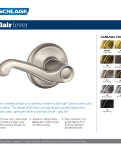 Schlage F170 FLA 619 RH Right Handed Flair Door Lever, One Sided Non-Turning Dummy Door Handle, Satin Nickel Standard One Sided Dummy RH 3 71MGCZNm7L