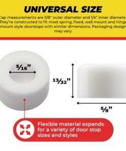 Premium Rubber Door Stop Stud Replacement Tips – Doorstopper Bumpers, Springe Hinge End Caps for Wall & Floor Protection – Universal Size (White) White 25 71MGk9gME8L