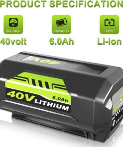 6.0Ah OP4060A Replacement for Ryobi 40V Battery Lithium Compatible with Ryobi 40 Volt Battery OP4015 OP4040 OP4026A OP40201 OP4050A OP4015 OP40261 OP4030 OP40401 OP4060 Cordless Power Tools(Green) Green 8 71MHnPWrAZL