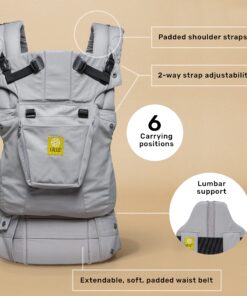 LÍLLÉbaby Complete All Original Ergonomic 6-in-1 Baby Carrier Newborn to Toddler - with Lumbar Support - for Children 7-45 Pounds - 360 Degree Baby Wearing - Inward and Outward Facing - Stone Grey 1 Count (Pack of 1) 28 71MIvHEiQzL