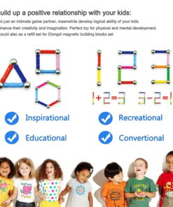 ELONGDI 130 Pieces - Magnetic Building Sticks Building Blocks Set, Magnet Educational Toys Magnetic Blocks Sticks Stacking Toys Set, Non-Toxic Building Toy 3D Puzzle with Storage Bag 28 71MIznOLxbL