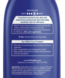 NIVEA Original Moisture Body Lotion with Vitamin E, Body Lotion for Dry Skin, 16.9 Fl Oz Pump Bottle Unscented 16.9 Fl Oz (Pack of 1) 27 71MJG3afseL