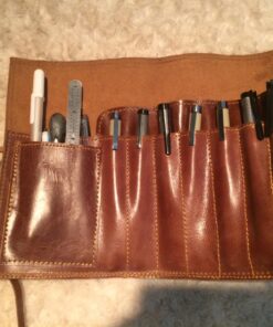 Rustic Genuine Leather Pencil Roll - Pen and Pencil Case - Dark Brown 37 71MJJw6uG7L