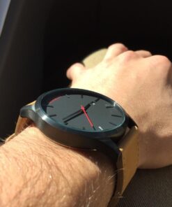 MVMT Classic Men's 45 MM Analog Black Tan Watch with Leather Strap 30 71MJV4PkorL