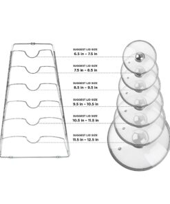 Organize It All Wall Cabinet Door Mounted Pot Lid Rack | Metal Wire | Dimensions 10.63" x 4.00" x 16.63" | Kitchen Storage | Sliver Chrome 26 71MMOmt2u1L