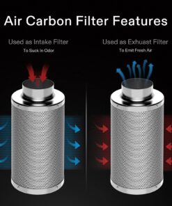 VIVOSUN 4 Inch Air Carbon Filter Smellines Control with Australia Virgin Charcoal for Inline Duct Fan, Grow Tent, Pre-filter Included, Reversible Flange 4" x 12" 25 71MMPKr5aWL