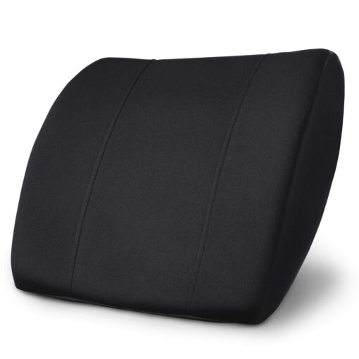 Pharmedoc Lumbar Support Pillow for Office Chair and Car Seat, Perfectly Balanced Memory Foam, Versatile Use Lower Back Cushion Black