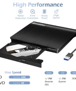 Rioddas External CD/DVD Drive for Laptop USB 3.0 CD/DVD Player Portable +/-RW Burner CD ROM Reader Rewriter Writer Disk Duplicator Compatible with Laptop Desktop PC Windows Apple Mac Pro Macbook Linux USB 3.0 USB-A 25 71MN3MIZCbL