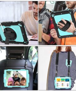 SEYMAC Stock iPad 6th/5th Generation Case with Screen Protector, 360 Rotating Stand, Drop-Proof Protection, Compatible with iPad 6th/5th/Air 2/Pro 9.7 in SkyBlue+Black 28 71MNhVU8OL